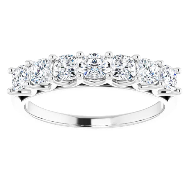 Seven Stone Cushion Cut Moissanite Anniversary Band