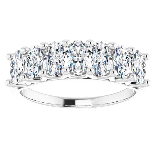 Seven Stone Oval Cut Moissanite Anniversary Band
