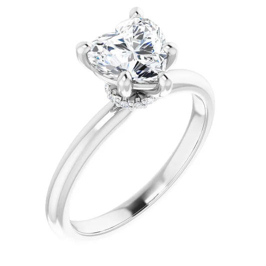 Heart White Gold Solitaire Moissanite Engagement Ring