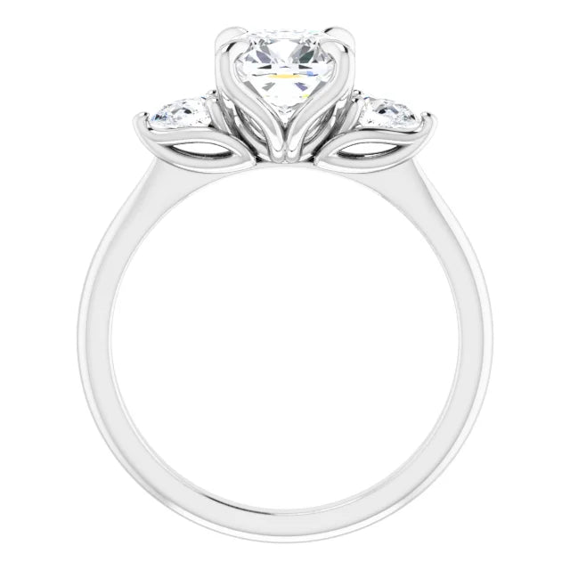 Cushion White Gold Tri Stone Moissanite Engagement Ring
