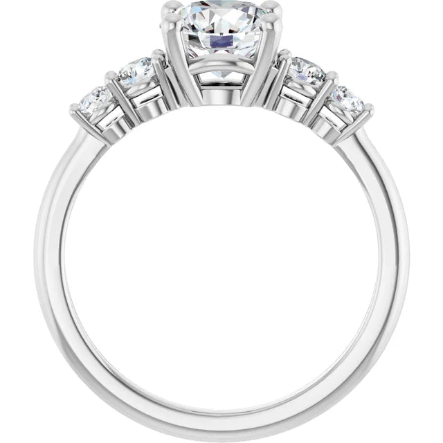 Round Brilliant Multi Stone Accent Style Engagement Ring