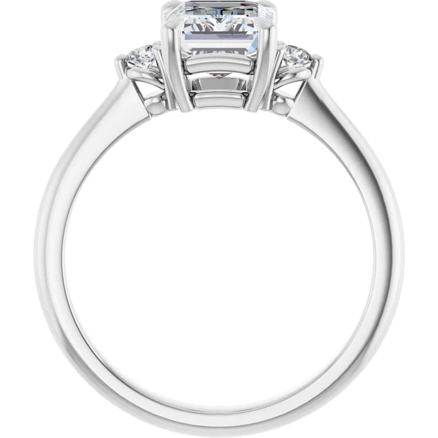 Emerald White Gold Accent Moissanite Engagement Ring