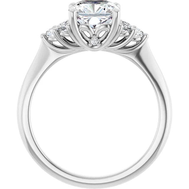 Cushion White Gold Accent Style Moissanite Engagement Ring