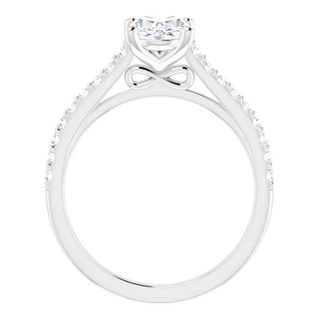 Oval White Gold Pave Style Moissanite Engagement Ring