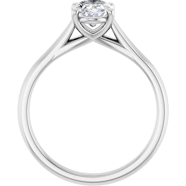 Four Claw Oval White Gold Solitaire Moissanite Engagement Ring