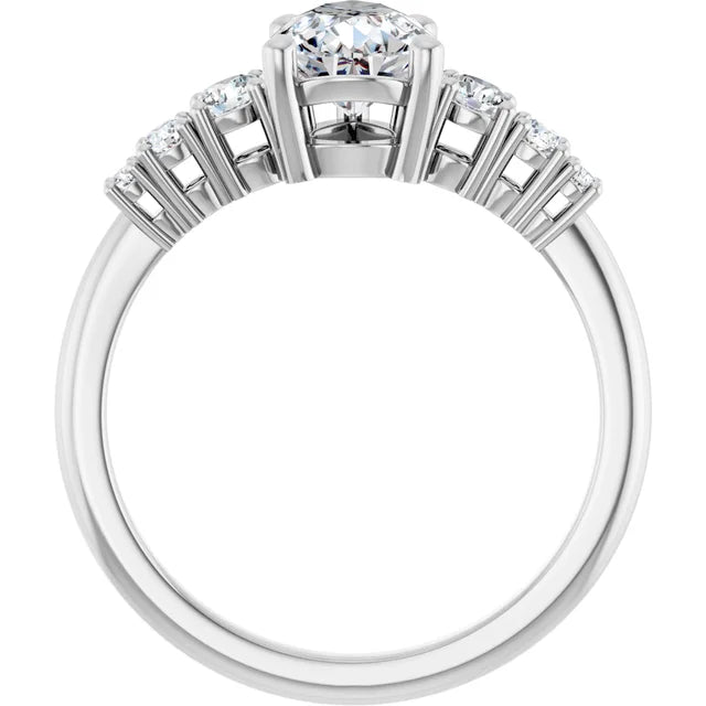 Pear Multi Stone Accent Style Engagement Ring