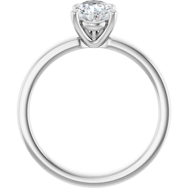 Pear White Gold Wide Band Solitaire Moissanite Engagement Ring
