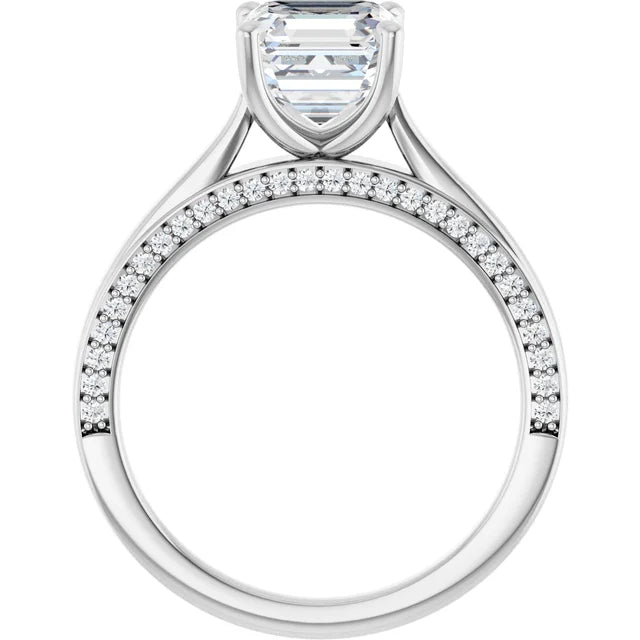 Asscher White Gold Solitaire Moissanite Engagement Ring