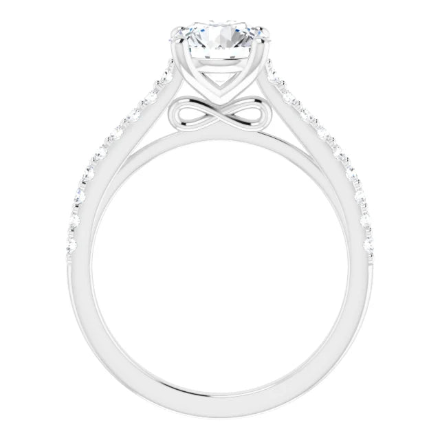Round Brilliant White Gold Pave Style Moissanite Engagement Ring