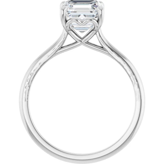 Four Claw Asscher Solitaire Engagement Ring