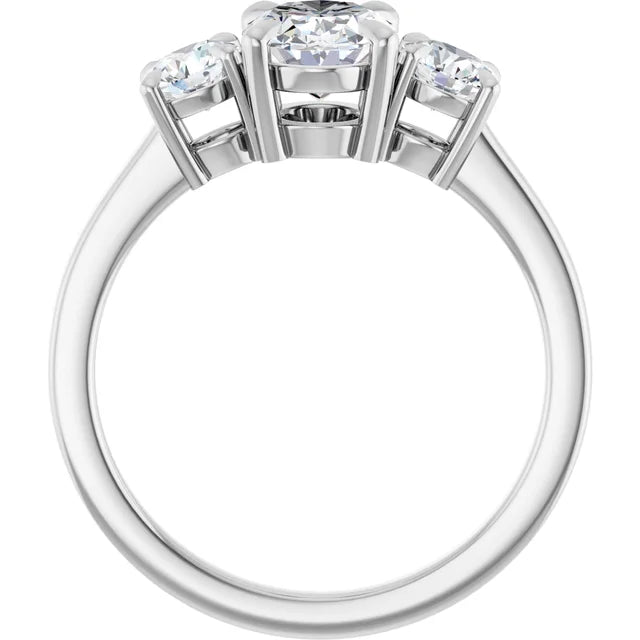 Oval White Gold Tri Stone Moissanite Engagement Ring