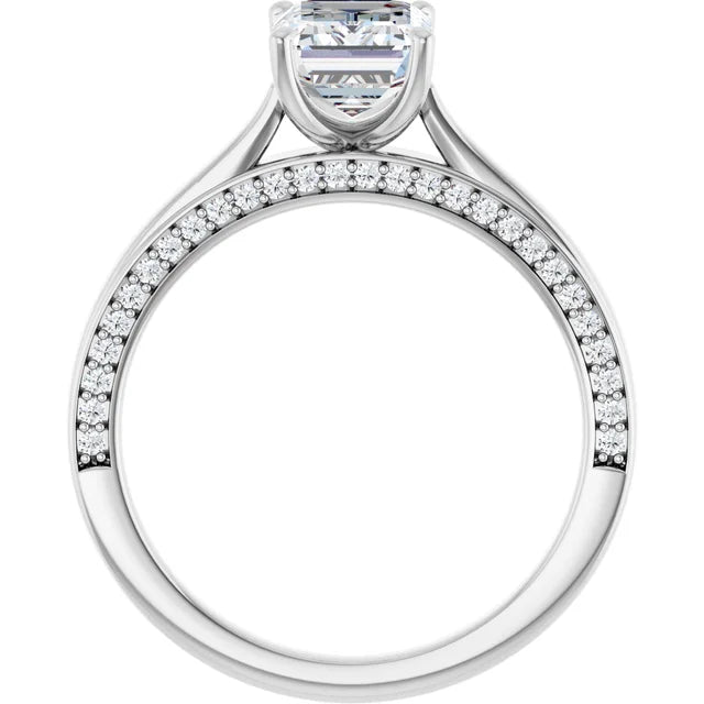Emerald White Gold Solitaire Moissanite Engagement Ring
