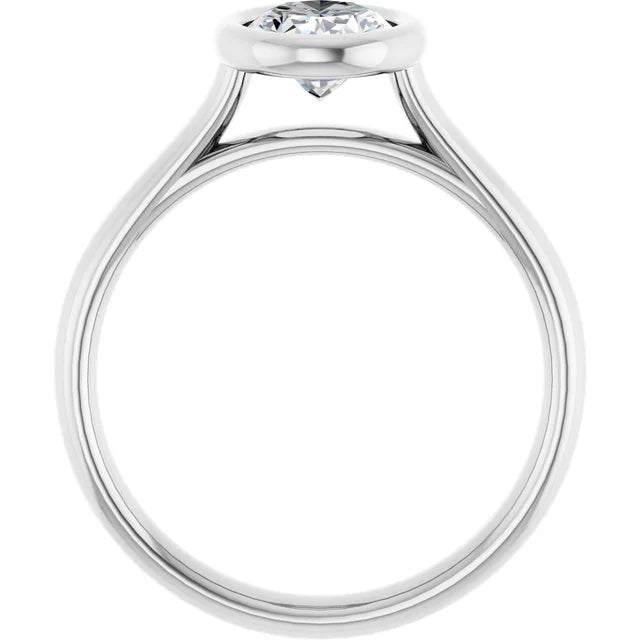 Oval Solitaire White Gold Bezel Moissanite Engagement Ring