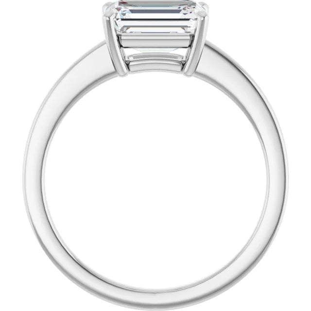 Emerald White Gold Solitaire Moissanite Engagement Ring