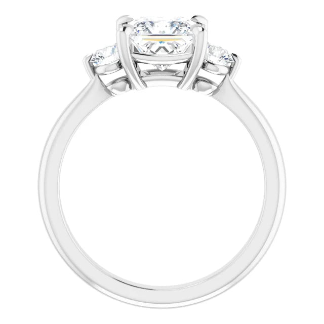 Princess White Gold Tri Stone Moissanite Engagement Ring