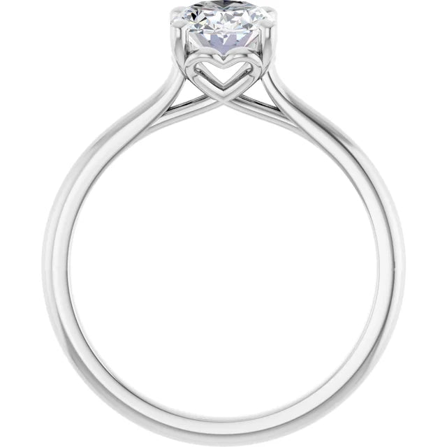 Oval White Gold Four Claw Solitaire Moissanite Engagement Ring
