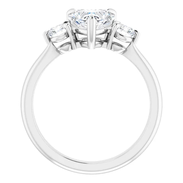 Heart White Gold Tri Stone Moissanite Engagement Ring