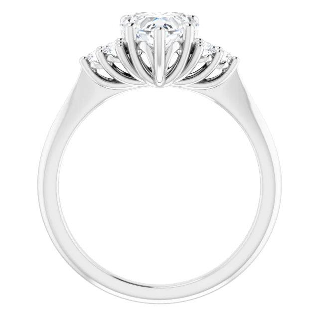 Heart White Gold Accent Style Moissanite Engagement Ring