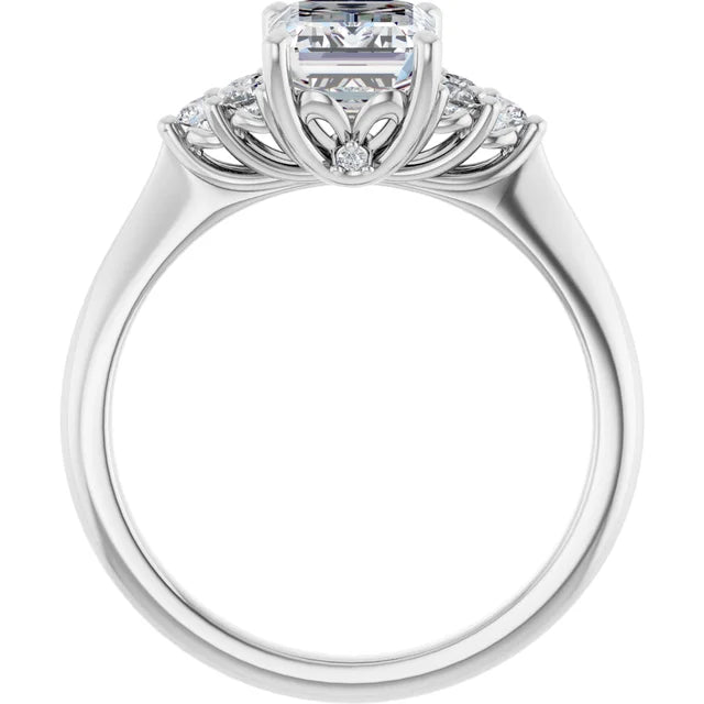 Emerald White Gold Accent Style Moissanite Engagement Ring