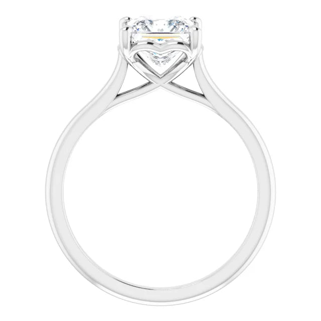 Princess White Gold Four Claw Solitaire Moissanite Engagement Ring