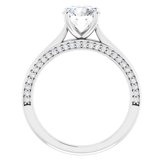 Round Brilliant Solitaire & Hidden Diamond Band Engagement Ring
