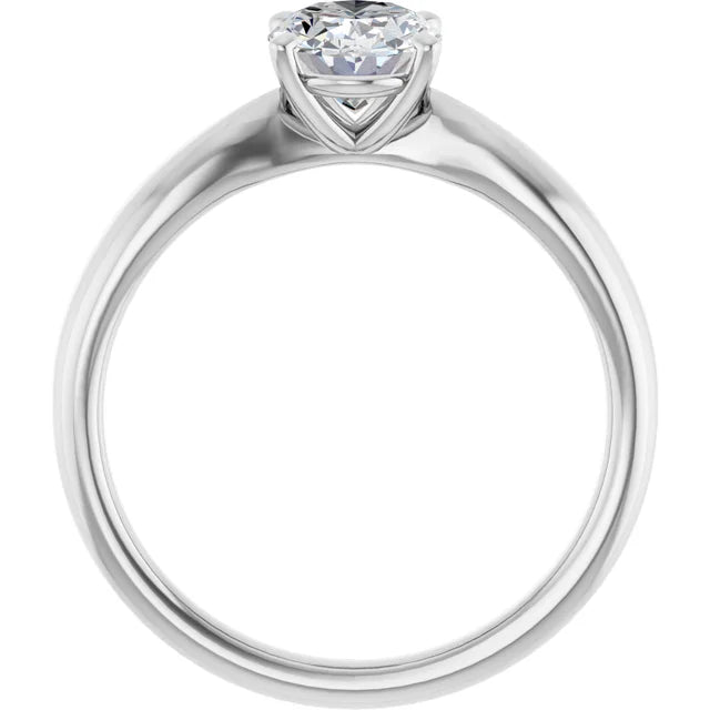 Oval White Gold Solitaire Moissanite Engagement Ring