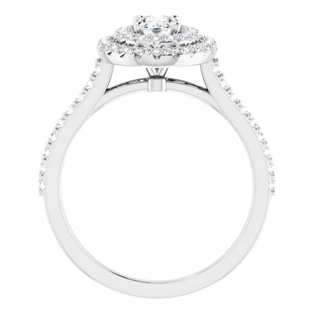 Oval Double Halo White Gold Lab Diamond Engagement Ring