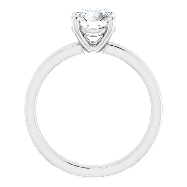 Round Brilliant White Gold Wide Band Solitaire Moissanite Engagement Ring