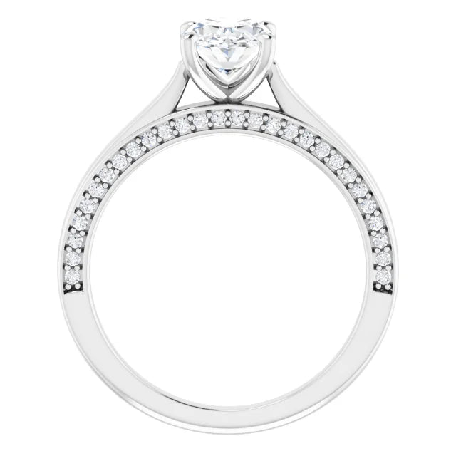 Oval Solitaire & Hidden Diamond Band Engagement Ring