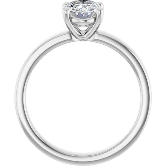 Oval Wide Band Solitaire Engagement Ring