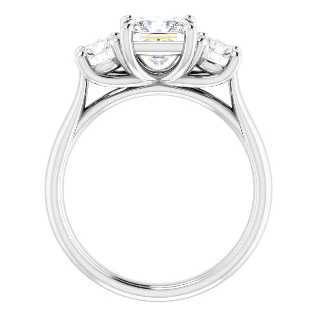 Princess White Gold Tri Stone Moissanite Engagement Ring