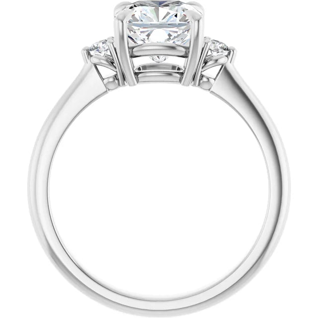 Cushion White Gold Accent Moissanite Engagement Ring