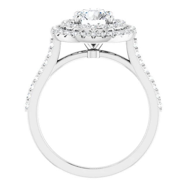 Round Brilliant Double Halo White Gold Moissanite Engagement Ring