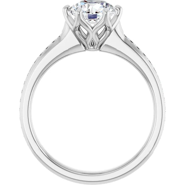 Round Brilliant Six Claw Channel Set Style Engagement Ring