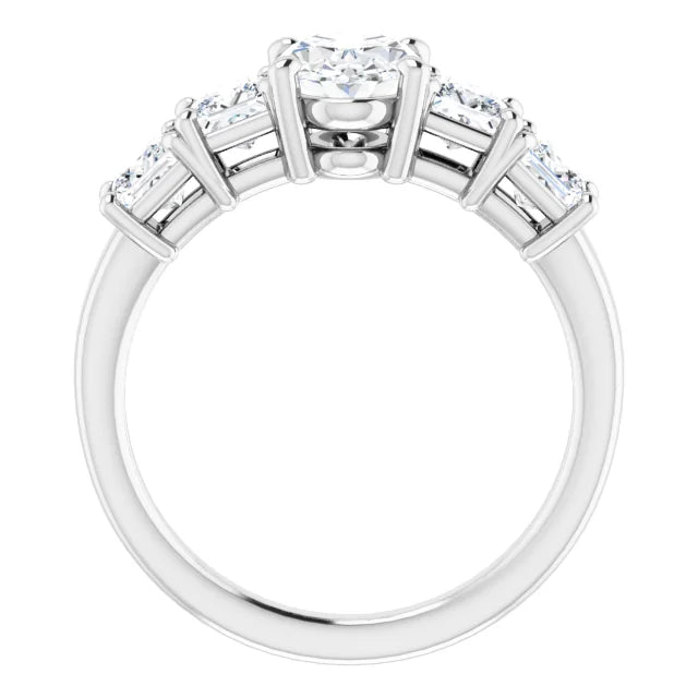 Oval Multi Stone Accent Style Engagement Ring
