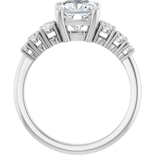 Cushion Multi Stone Accent Style Engagement Ring