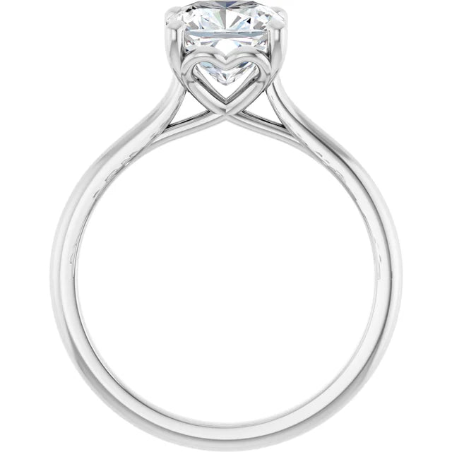 Cushion White Gold Four Claw Solitaire Moissanite Engagement Ring
