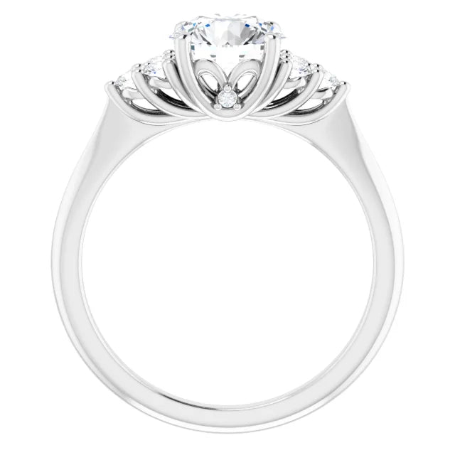 Round Brilliant White Gold Accent Style Moissanite Engagement Ring