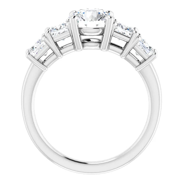 Round Brilliant Multi Stone Accent Style Engagement Ring
