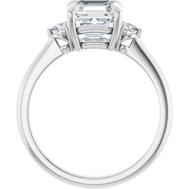 Asscher Accent Engagement Ring
