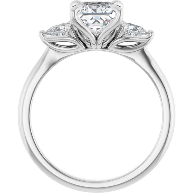 Princess White Gold Tri Stone Moissanite Engagement Ring
