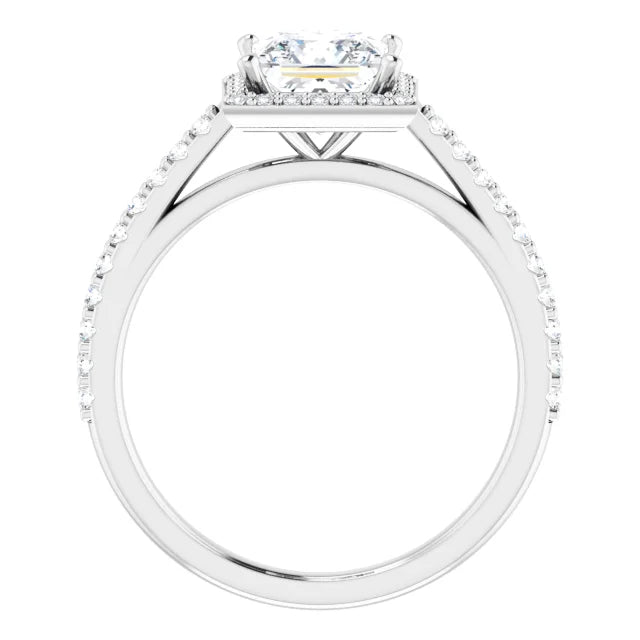 Princess White Gold Halo Moissanite Engagement Ring