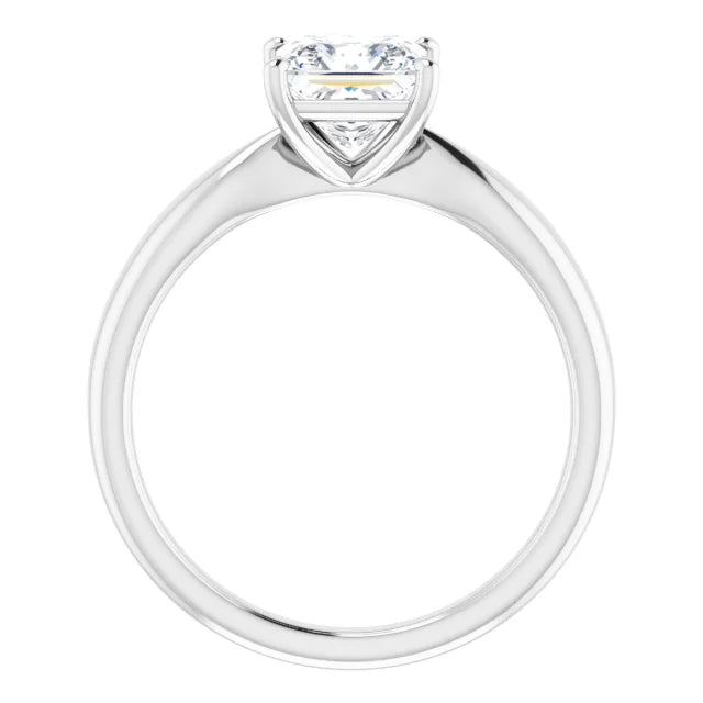 Princess White Gold Solitaire Moissanite Engagement Ring
