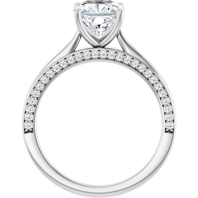 Cushion White Gold Solitaire Moissanite Engagement Ring