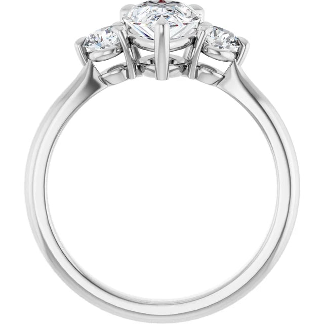 Pear White Gold Tri Stone Moissanite Engagement Ring