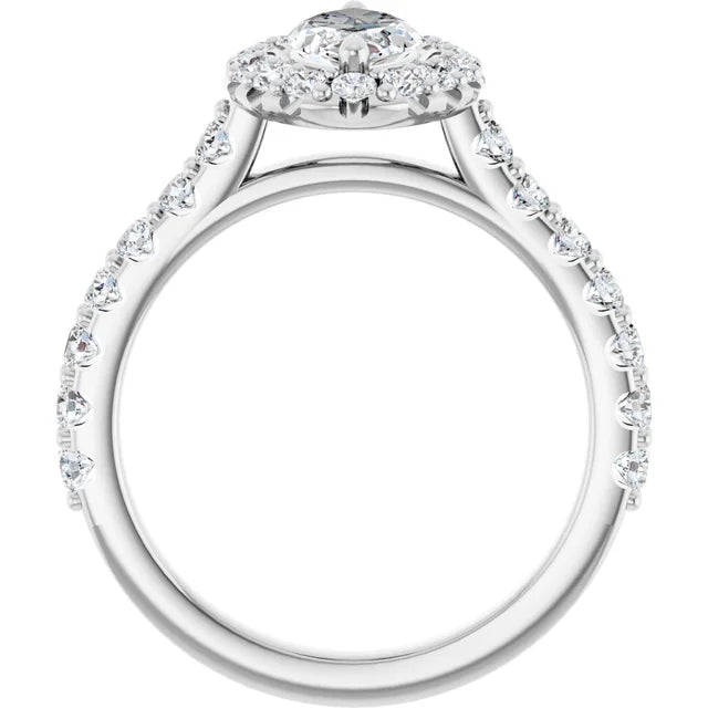 Marquise White Gold Halo Moissanite Engagement Ring