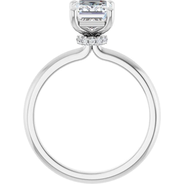 Emerald White Gold Solitaire Moissanite Engagement Ring