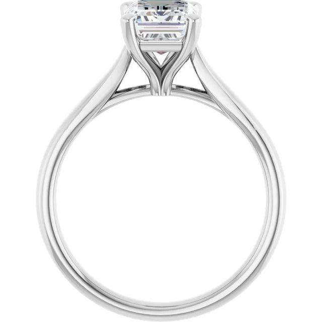 Four Claw Emerald Solitaire Engagement Ring