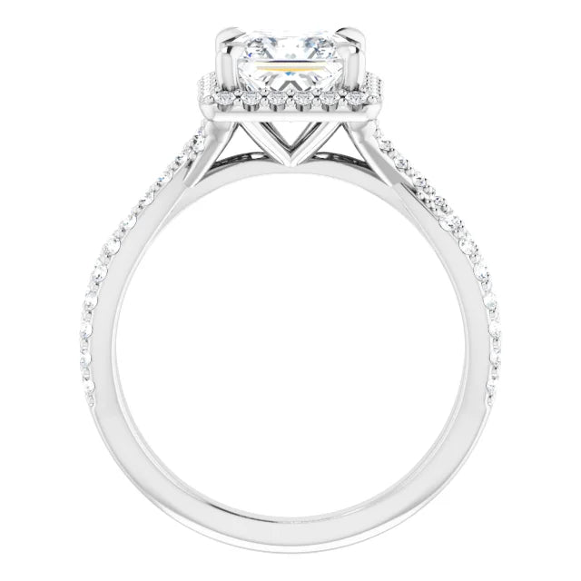 Princess Twist Halo Style Engagement Ring