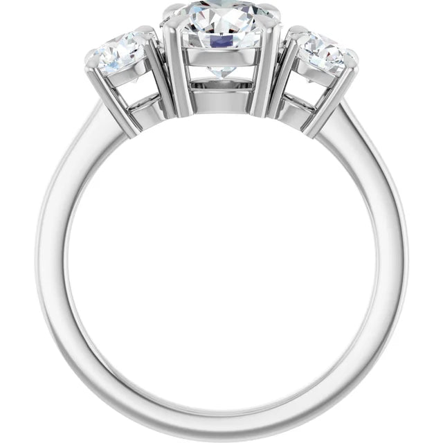 Round Brilliant White Gold Tri Stone Moissanite Engagement Ring